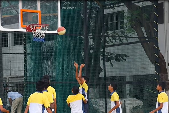 School basketball court