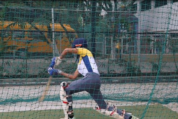 Cricket pitch and practice nets